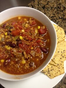 Finished product served up with my favorite multigrain chips!